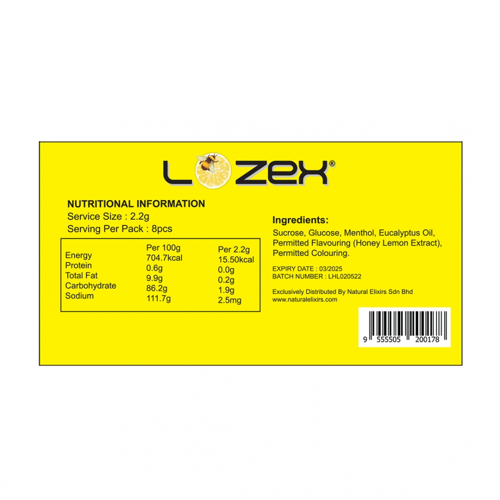 THROAT AND COUGH LOZENGES (PER STRIP) - HONEY LEMON