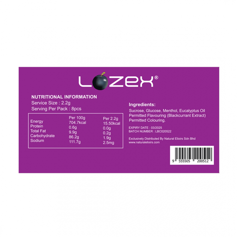 THROAT AND COUGH LOZENGES (PER STRIP) - BLACKCURRANT