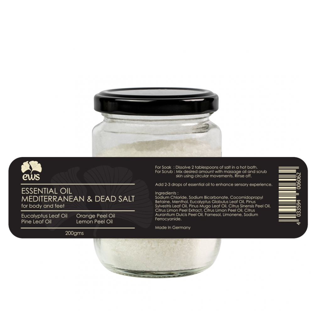 ESSENTIAL OIL MEDITERRANEAN AND DEAD SEA SALT 200GMS