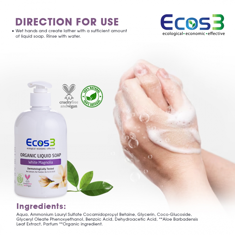 ORGANIC LIQUID SOAP (WHITE MAGNOLIA) 500ML