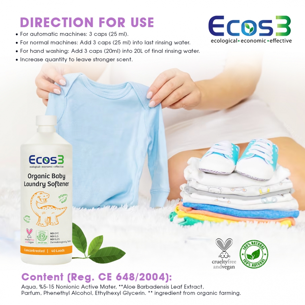 ORGANIC BABY LAUNDRY SOFTENER 1000ML - 40 LOADS