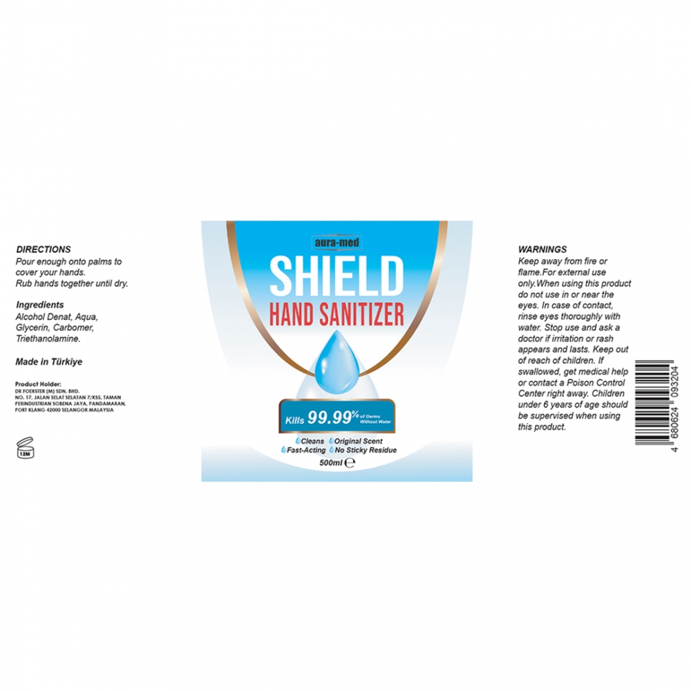 AURAMED SHIELD-HAND SANITIZER 500ML