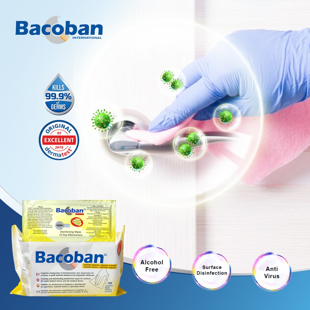 Bacoban (Wipes) – 50 Pieces (Large 9” x 7”)